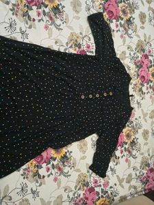 Black Polka Dot Button-Up Dress