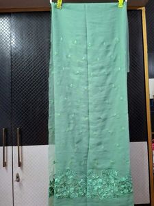 Beautiful Sea Green Embroidered unstitched fabric
