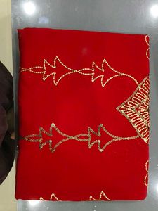 Red Embroidered Saree with Sequins