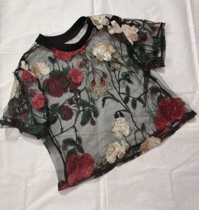 Sheer Floral Embroidered Top