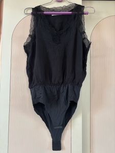 Black Lace Trim Bodysuit