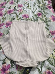 Ribbed Cropped Polo Shirt