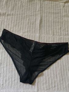 Adore me Black Lace Briefs with Pink Trim