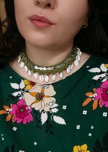 Boho Necklace with Shells &amp; Mirrors