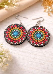 Boho Mandala Round Earrings