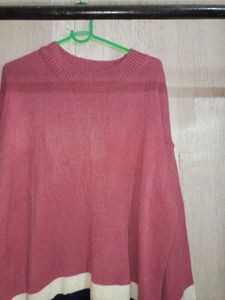 Pink Color Block Knit Sweater