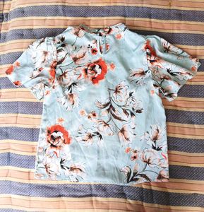 Y2K floral satin top