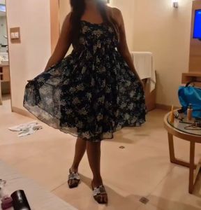 Blue White floral Dress (Padded)