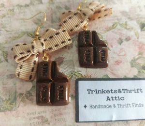 Chocolate Bar Bow Earrings