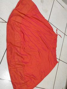 Orange &amp; Black Blouse with circular skirt wit