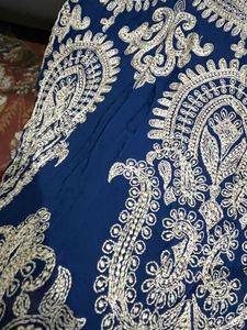 Royal Blue Printed Ethnic Gown