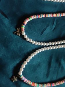 Boho Beaded Pearl Choker Necklace Set