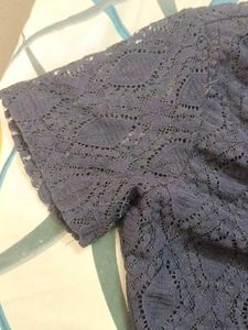 Navy Blue Lace Collared Dress