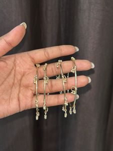 Gold Tone Beaded Bangle Set