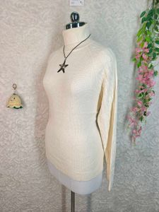 EVISU Cream Turtleneck Sweater