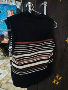 Striped Sleeveless Mock Neck Top