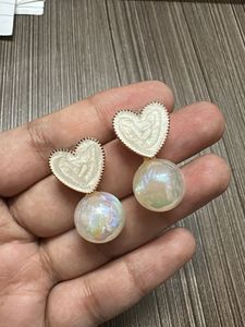 Heart & Pearl Drop Earrings