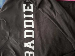 Black "Baddie" Cropped Long Sleeve Top