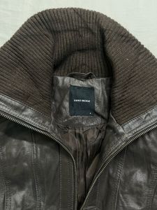 Vero Moda Fitted Brown Leather Bomber Jacket