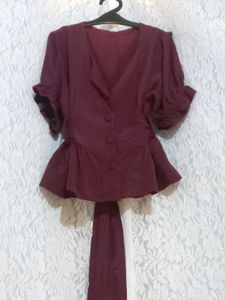 Dark Purple Peplum Style Blouse