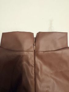 Brown Faux Leather Mock Neck Top