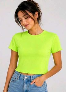 Neon Green Trim Crop Top