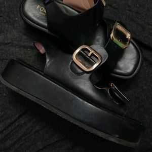 Stylish Black Platform Sandals