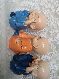 Set of 3 Adorable Monk Figurines