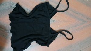 Black Lace Trim Camisole Top