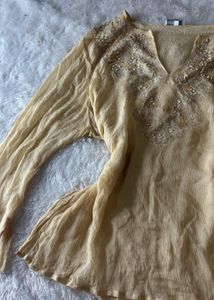Embellished Yellow Kurta Top