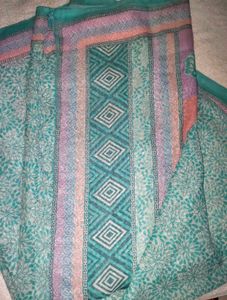 Beautiful Teal Printed Saree