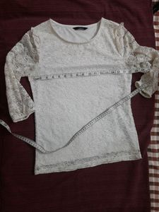 White Lace Top Office Party College Wear Summer