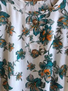 Price Dropped !! Flowy White Floral Print Kurta