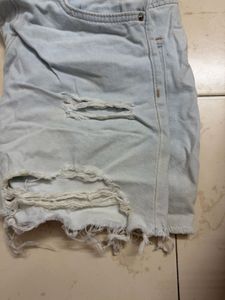 Distressed Denim Mini Skirt
