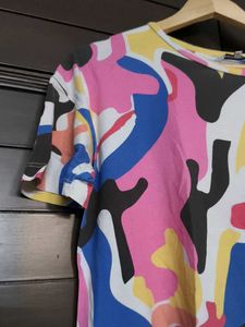 Only Multi Colour Abstract Print Oversized T-Shirt