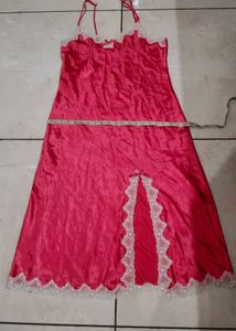 Satin Nightgown with Lace Trim