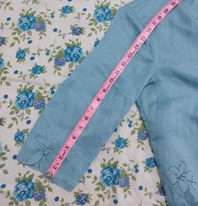 Blue Mandarin Collar Kurti Top