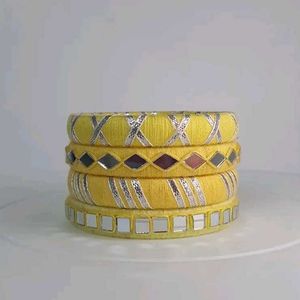 Yellow Thread Bangles (Set of 4)💛🧡🩷🩵