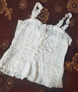 URBANIC White Lace Cotton Cami Top