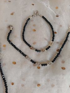 Elegant Black Beaded anklets pair of 2 set