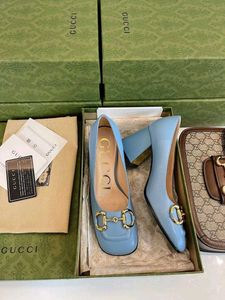 Gucci Blue Horsebit Leather Heels