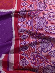 Vibrant blue and pink Bandhani Saree