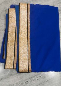 Royal Blue Saree with Golden Border