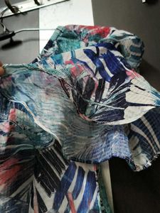 Tropical Print Off-Shoulder Ruffled Top