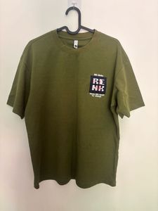 Olive Green Korean Graphic T-Shirt