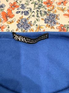 zara blue cutout top