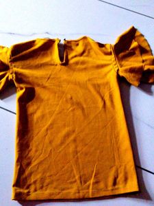 Mustard Yellow Ruffled Sleeve Top
