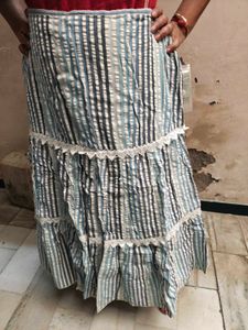 Boho Striped Tiered Maxi Skirt