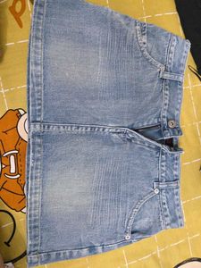 VINTAGE Blue Denim Mini Skirt