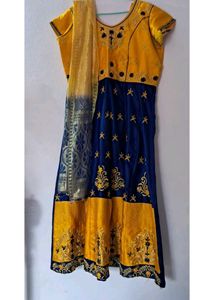 Blue and Yellow Embroidered dress